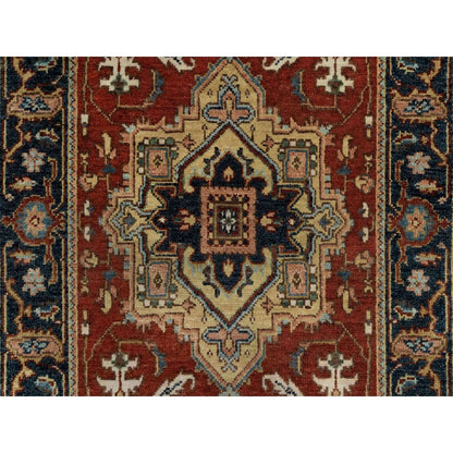 2'6"X8' Ruby Red Hand Knotted Heris Revival New Zealand Wool Runner Rug