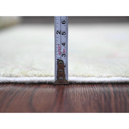 3'X4'8" Green Afghan Peshawar Birds Design Hand Knotted Soft Wool Rug