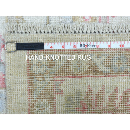 6'4"X9'6" Soft Wool Hand Knotted Ivory Afghan Angora Oushak Rug