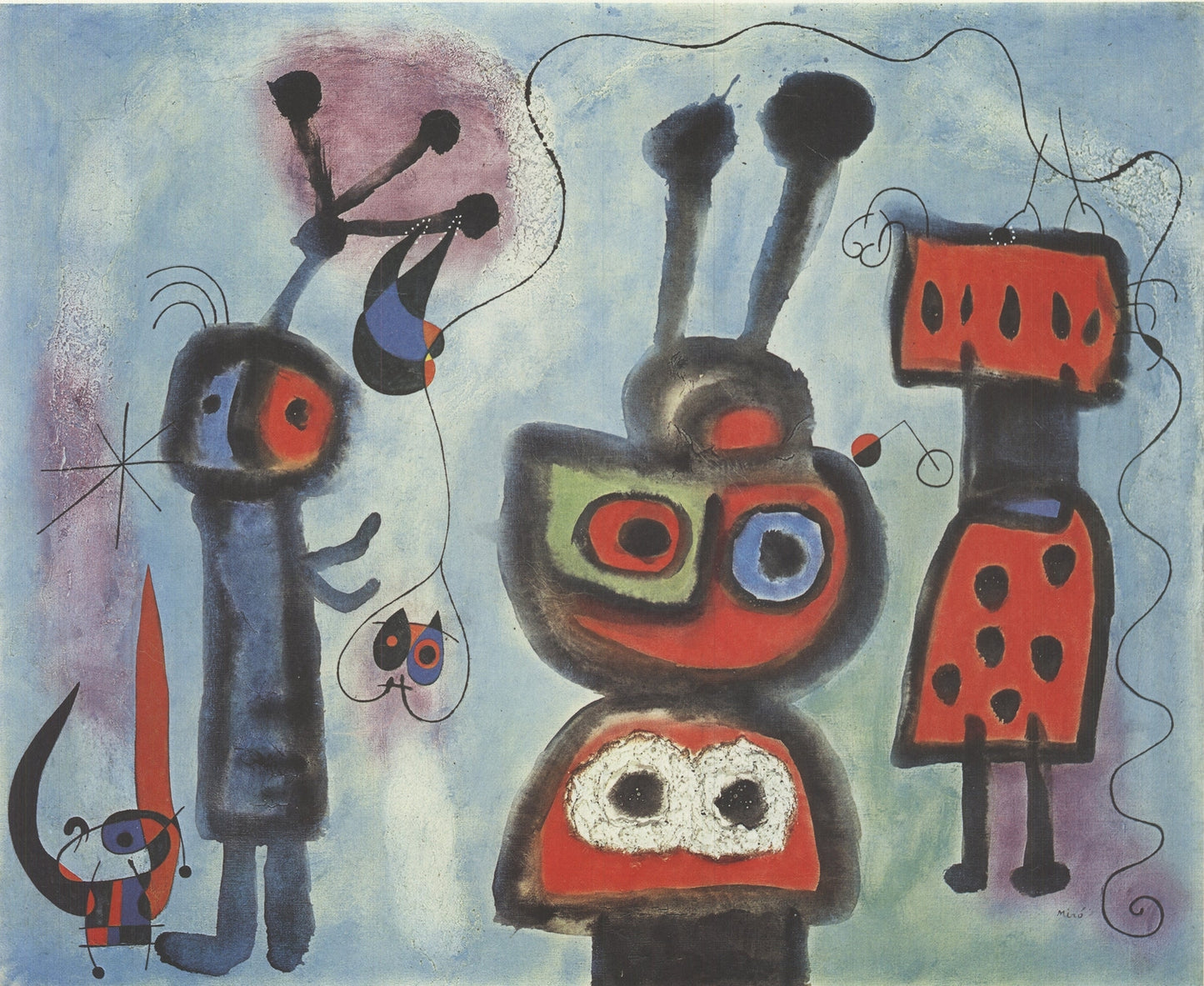 Joan Miro The Bird With A Calm Look, It' Wings In Flames " Offset