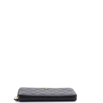 Chanel Zip Around Wallet Quilted Caviar Long