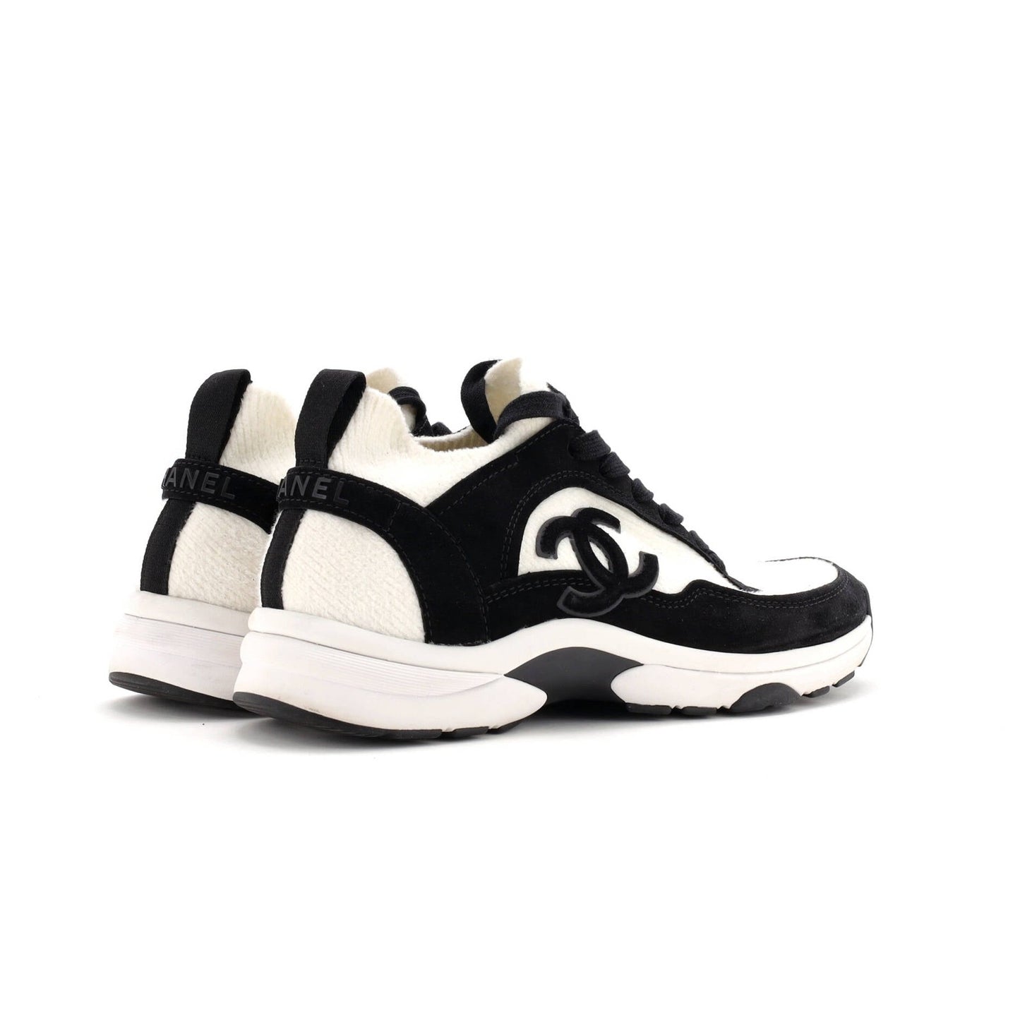 Chanel Women'S Cc Low-Top Sneakers Suede And Knit Fabric