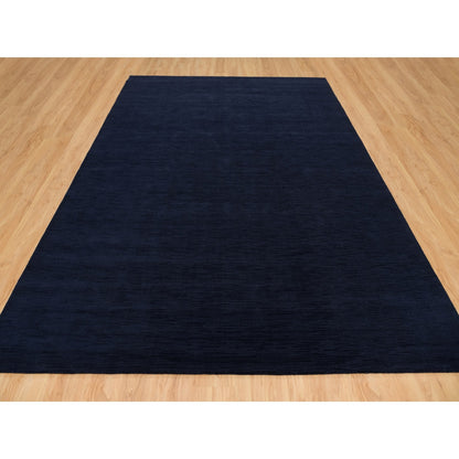 9'1"X12' Oxford Blue Wool And Plant Based Silk Loom Knotted Oriental Rug