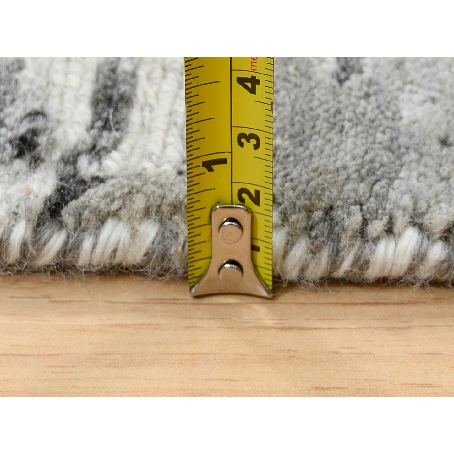 4'2"X10'1" Gray Hand Spun Undyed Naturalwool Hand Knotted Wide Runner Rug