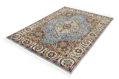 Hand-Knotted Kirman Oriental Rug 6X8 Ft Blue