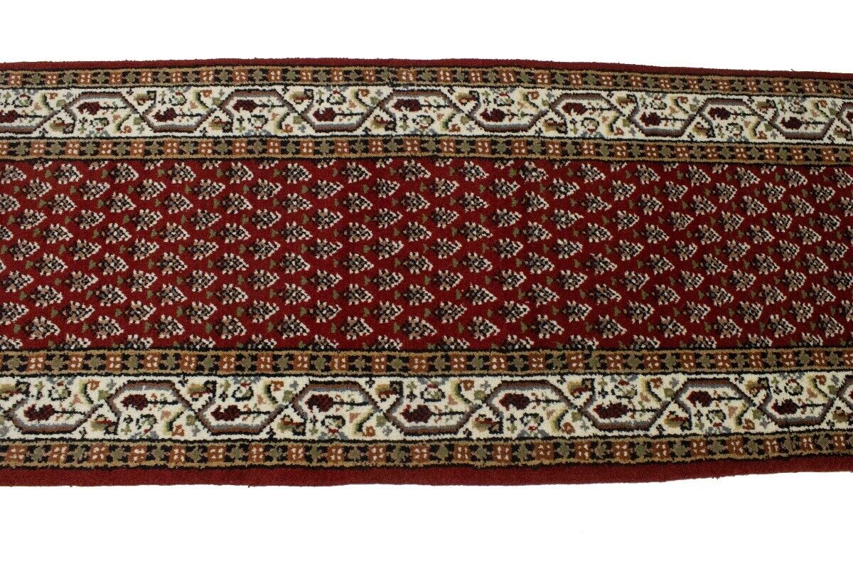 Hand-Knotted Wool Oriental Runner Rug Red Allover