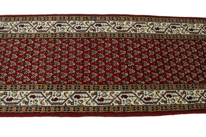 Hand-Knotted Wool Oriental Runner Rug Red Allover