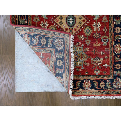 3'X5' Red Karjihooz Design Geometric Medallions Hand Knotted Wool Rug