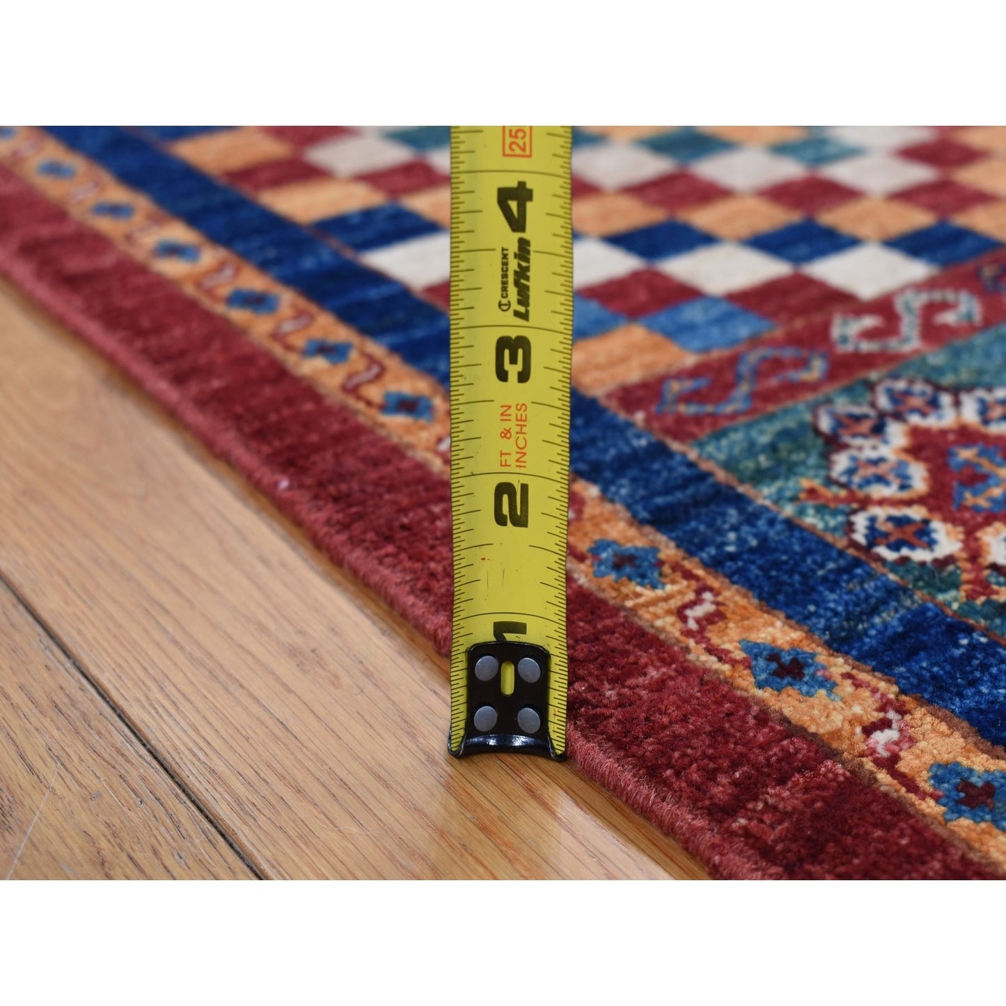 5'7"X8' Green Super Kazak Khorjin Design Hand Knotted Pure Wool Rug