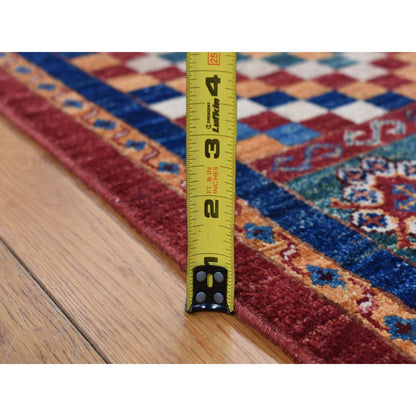 5'7"X8' Green Super Kazak Khorjin Design Hand Knotted Pure Wool Rug