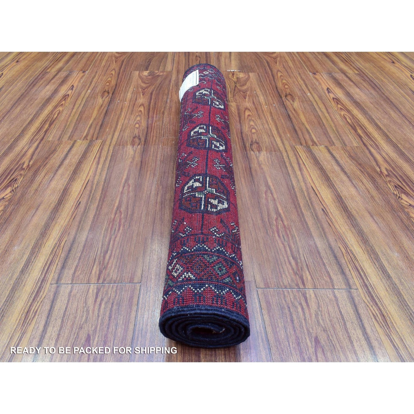 2'7"X3'10" Red Hand Knotted Afghan Khamyab Soft Organic Wool Rug