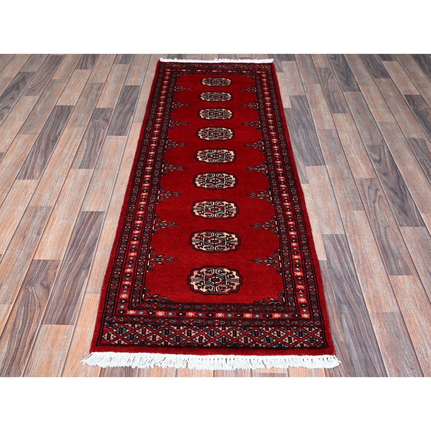 2'2"X6' Crimson Red Princess Bokara Soft Wool Hand Knotted Runner Rug