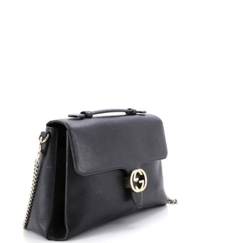 Gucci Interlocking Top Handle Bag Leather Medium
