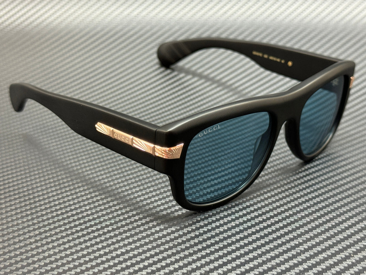 Gucci Gg1517S 002 Matte Black Blue Unisex 54 Mm Medium Sunglasses