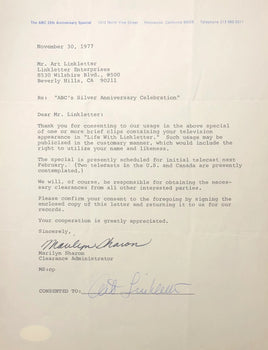 Marilyn Sharon Autographed Contract (Jsa)