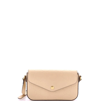 Gucci Envelope Flap Crossbody Bag Jumbo Gg Embossed Leather Super Mini