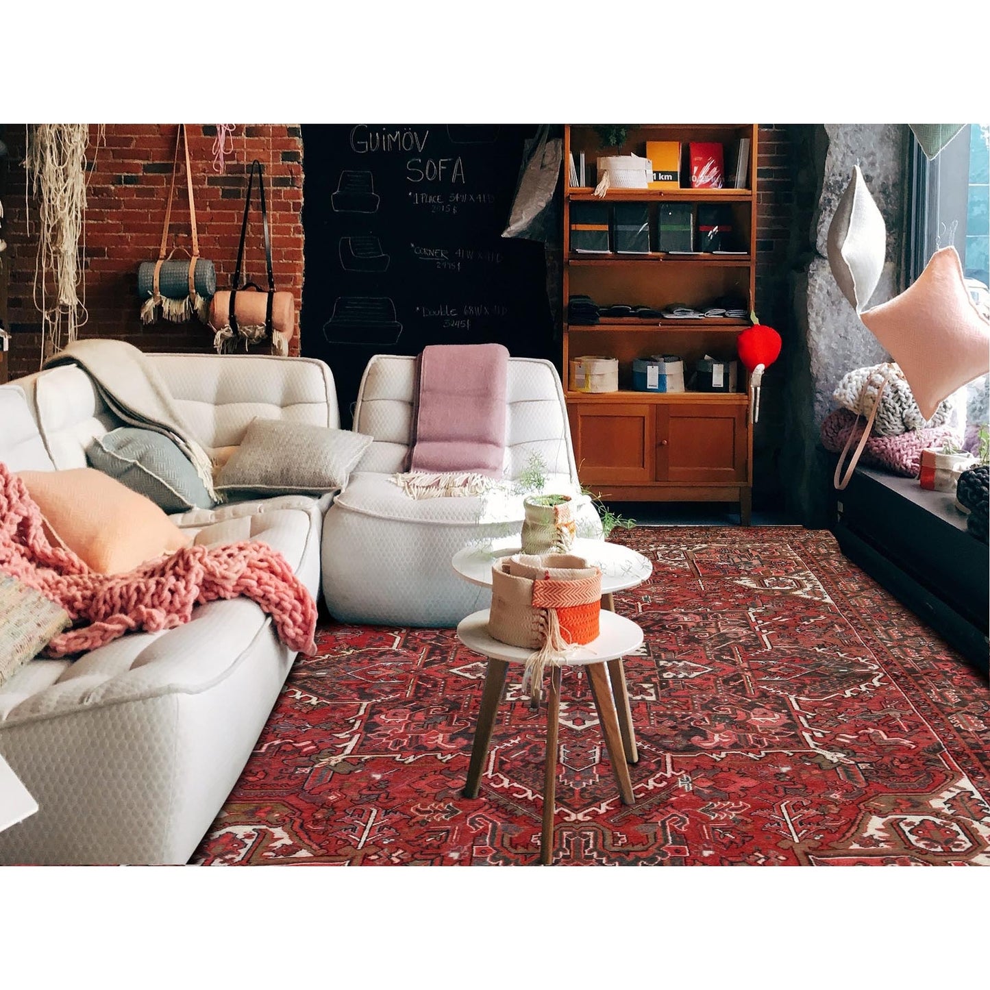 8'6'X11'4" Cherry Red Vintage Zoroastrian Heris Pure Wool Hand Knotted Rug