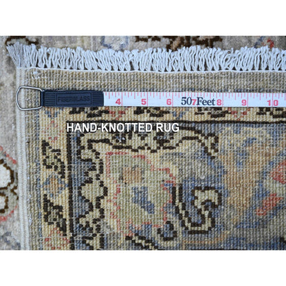 4'X12' Pastel Gray Fine Aryana Collection Wide Runner Oriental Rug