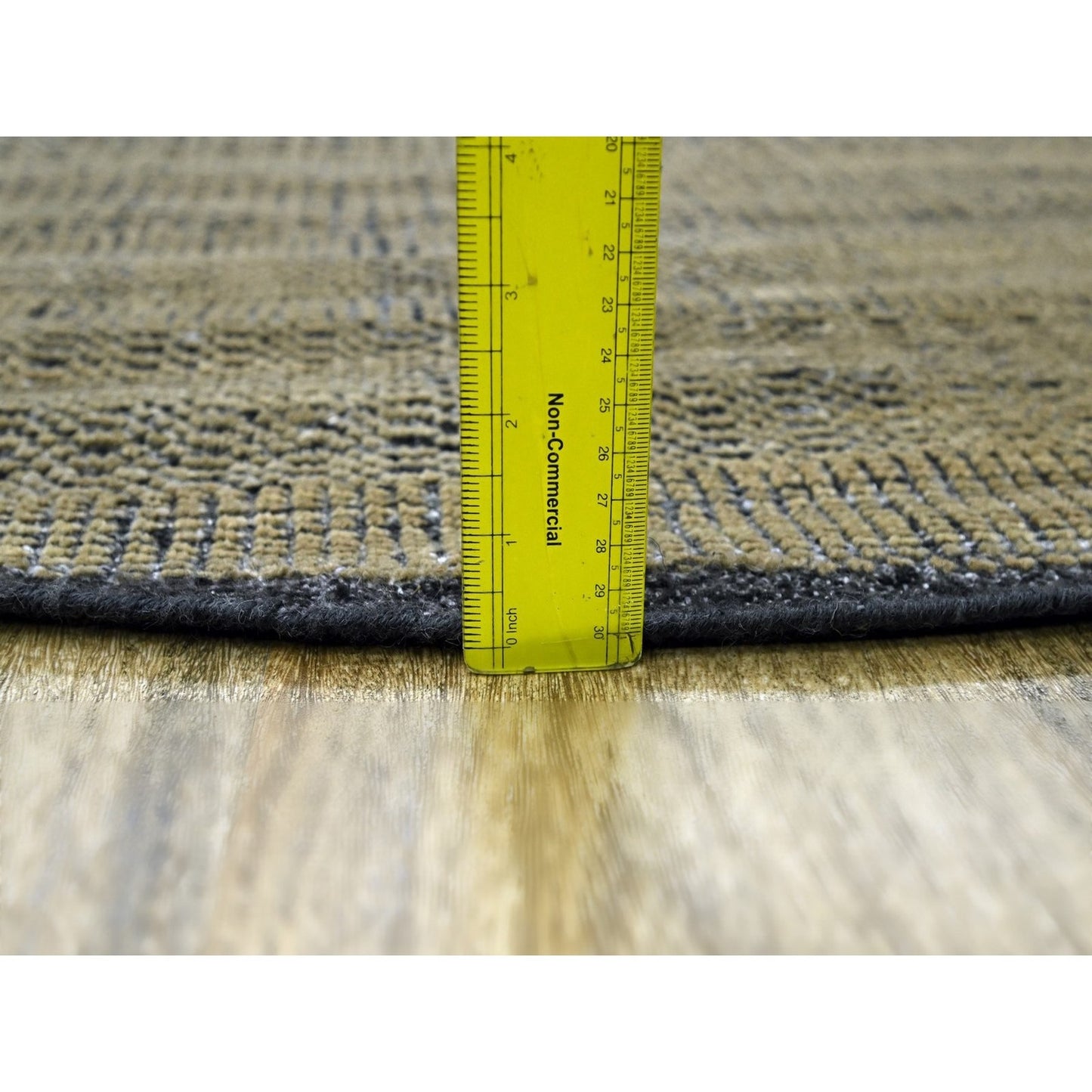 6'1"X6'1" Brown Hand Knotted Rug Pure Wool Oxidized Grass Design Round