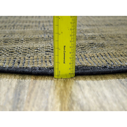 6'1"X6'1" Brown Hand Knotted Rug Pure Wool Oxidized Grass Design Round