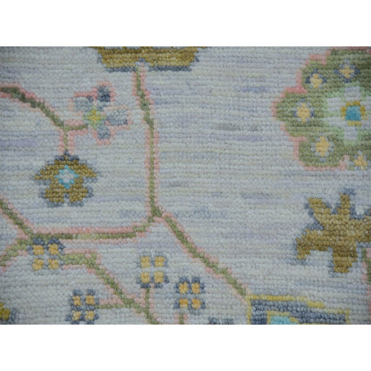 10'1"X14' Daisy Ivory Hand Knotted Oushak Weave And Design Pure Wool Rug