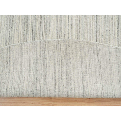 12'1"X12'1" Ivory Hand Loomed Undyed Natural Wool Modern Design Round Rug