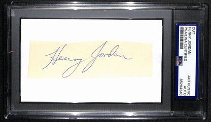 Henry Jordan Hof Signed/Auto Cut On 3X5 Card