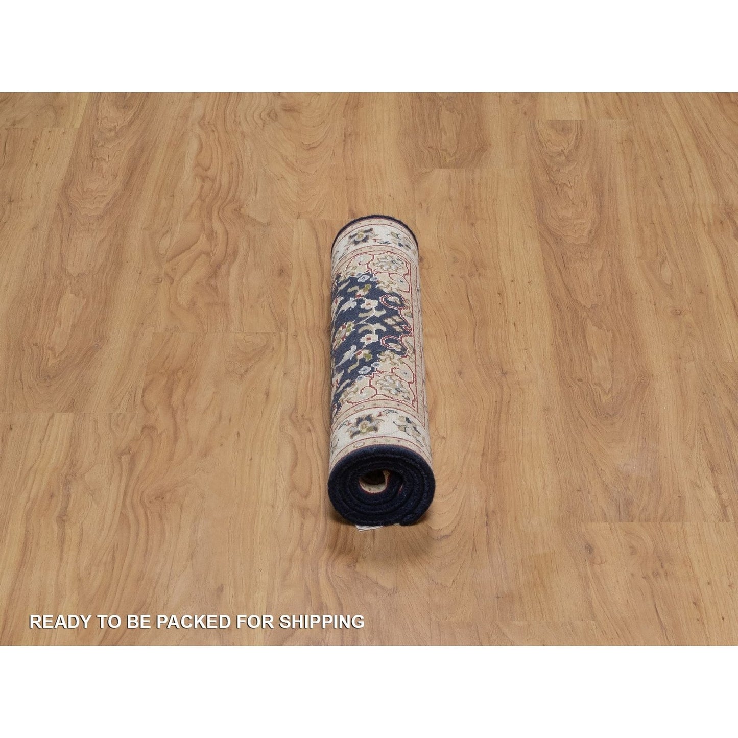 2'1"X3'2" Navy Wool And Silk Nain Medallion Design Hand Knotted Mat Rug