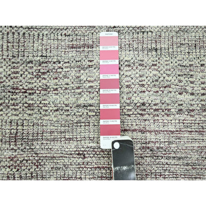 9'X12' Red & White Oxidized Grass Design Wool Hand Knotted Oriental Rug