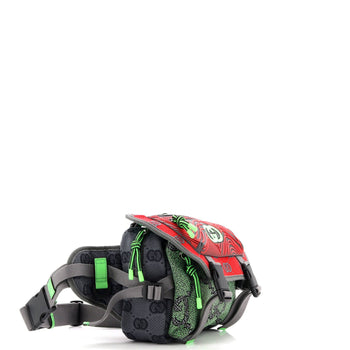 Gucci Buckle Flap Chest Strap Backpack Gg Fabric With Rubber