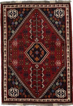 Handmade Vintage Oriental Wool Rug Small Red