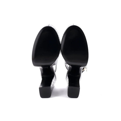 Gucci Women'S Horsebit Platform Slingback Loafer Pumps Gg Embossed Leather