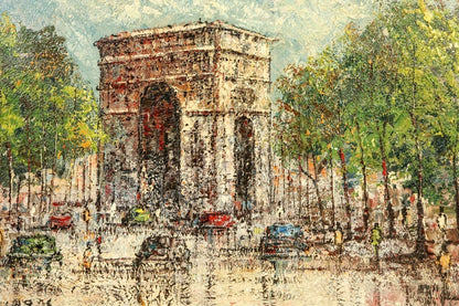 Hopmans (Netherlands) Original Oil Painting "Arc De Triomphe, Paris" Signed F20