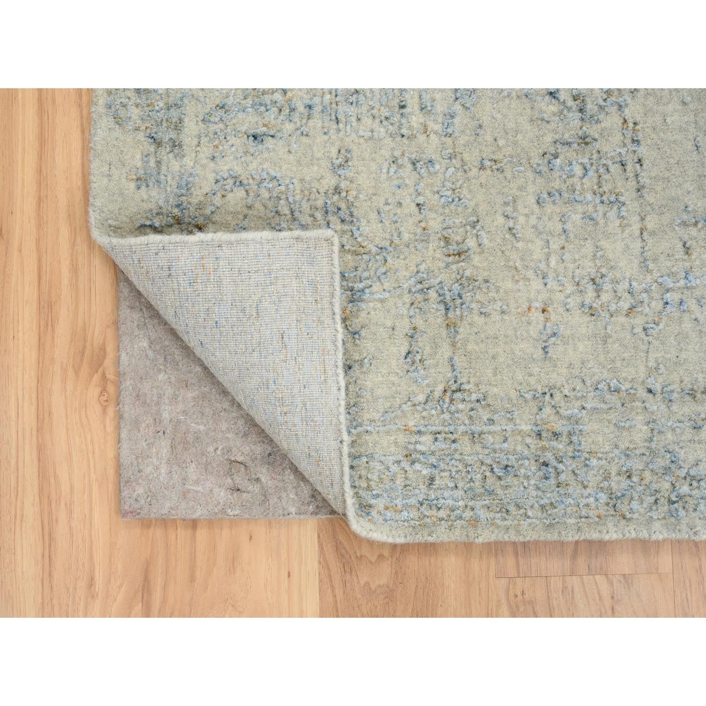 8'1"X10' Gray Jacquard Hand Loomed Wool And Silk Tebraz Design Rug