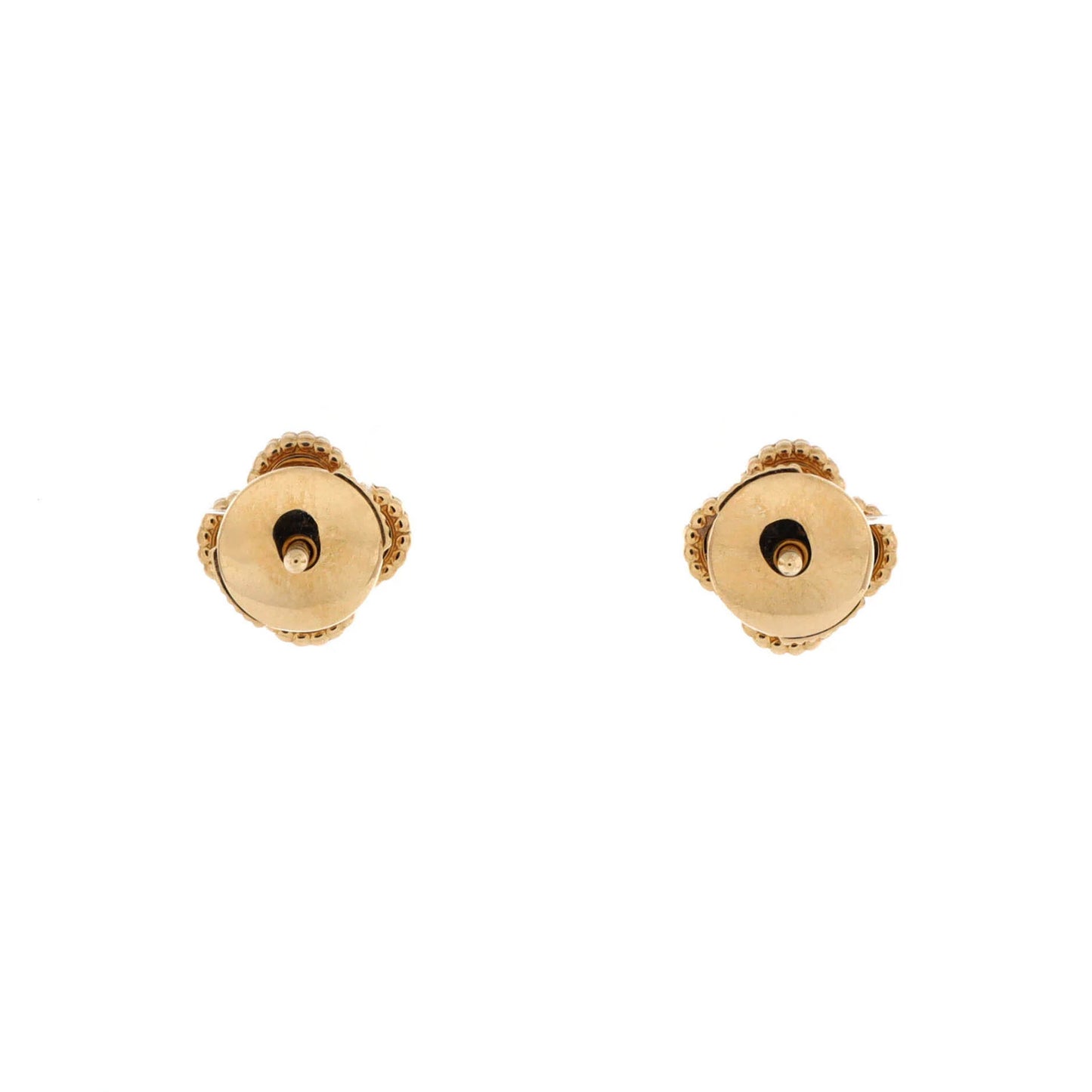 Van Cleef & Arpels Sweet Alhambra Stud Earrings 18K Yellow Gold And Onyx