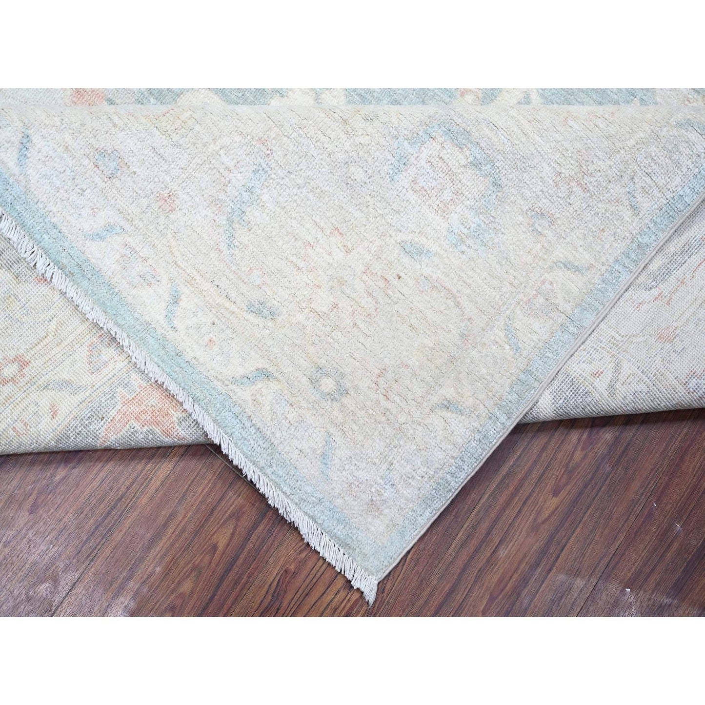 8'X9'7" Cadet Gray Finer Peshawar Soft Wool Hand Knotted Oriental Rug