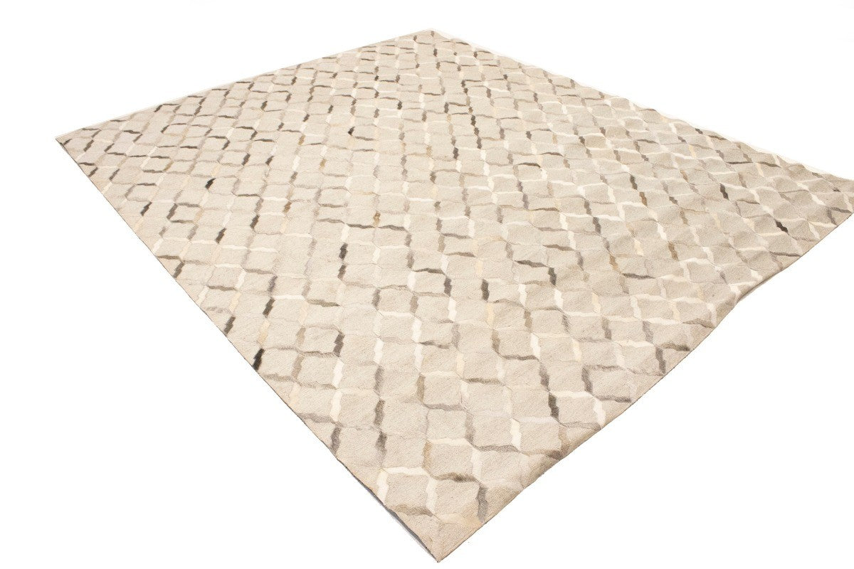 Modern Faux Leather Cowhide Rug 8x10 Contemporary Silver Carpet