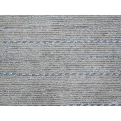 10'2"X14'7" Gray Moroccan Weave Minimalist Design Hand Knotted Wool Rug