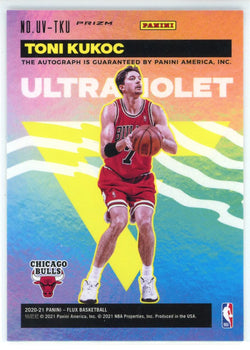 Toni Kukoc Autographed 2020-21 Panini Flux Ultraviolet Prizm Card #Uv-Tku
