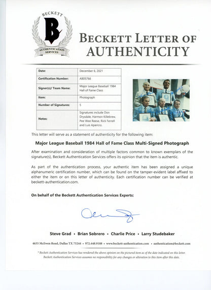 Harmon Killebrew Don Drysdale Pee Wee Reese Rick Ferrell & Luis Aparicio Signed