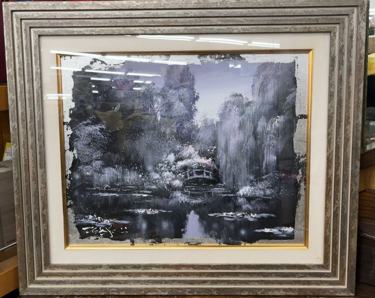 Nate Giorgio (Us) Original Acrylic Painting Signed & Inscribed Water Garden Iii