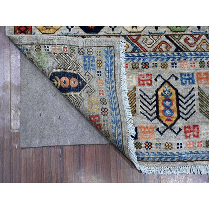 2'8"X11'10" Shark Gray Hand Knotted Hutchlu Design Soft Wool Runner Rug