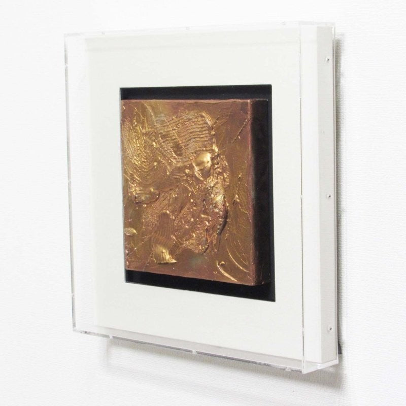 Keiko Nelson "Energy" Mixed Media Relief Gold Abstract Art Signed Modern Usa