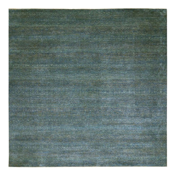 12'X12' Jungle Green Kohinoor Herrita Hand Knotted Pure Wool Square Rug