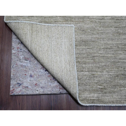9'6"X11'3" Gray Hand Spun Ghazni Wool Solid Pattern Hand Knotted Rug