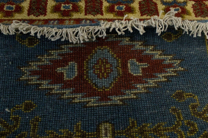 3X10 Ft Handmade Kazak Runner Rug Blue Geometric