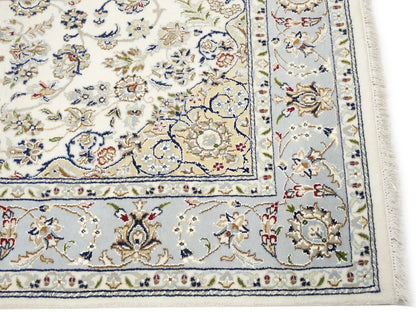 Indo-Nain Cream Floral Medallion Oriental Rug