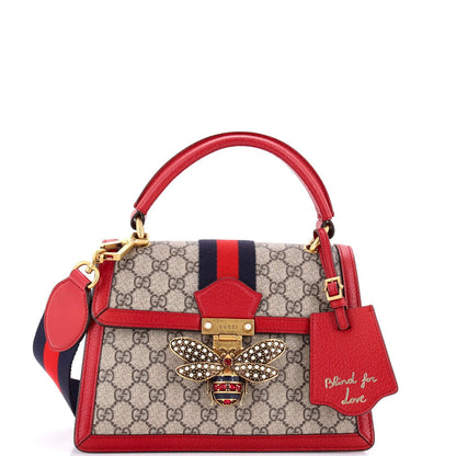 Gucci Queen Margaret Top Handle Bag Gg Coated Canvas With Leather Small