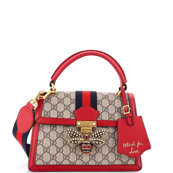 Gucci Queen Margaret Top Handle Bag Gg Coated Canvas With Leather Small