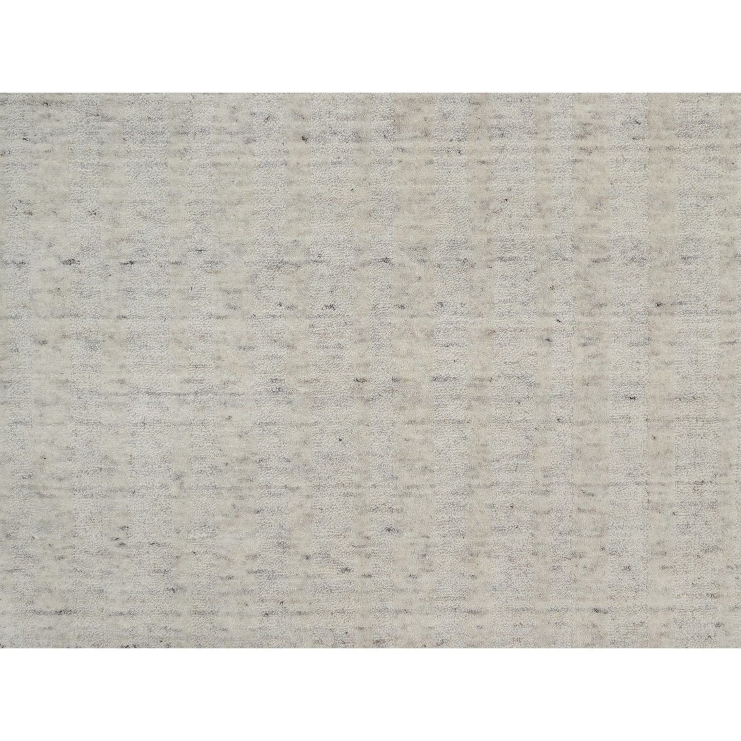 Rug 8'1"x10' Ivory Hand Loomed Vertical Stripes Design Natural Wool